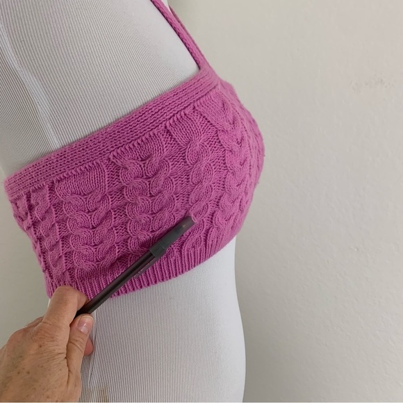 PrettyLittleThing Cable Knit Halterneck Top Size S Hot Pink - Picture 5 of 10